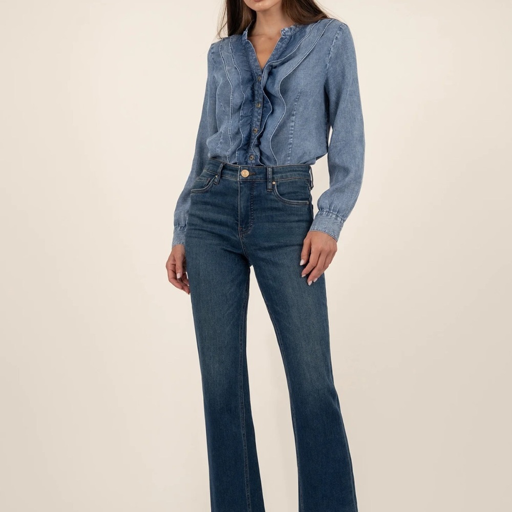 Kut from the Kloth Blue Ruffled Top - Picture 3 of 3